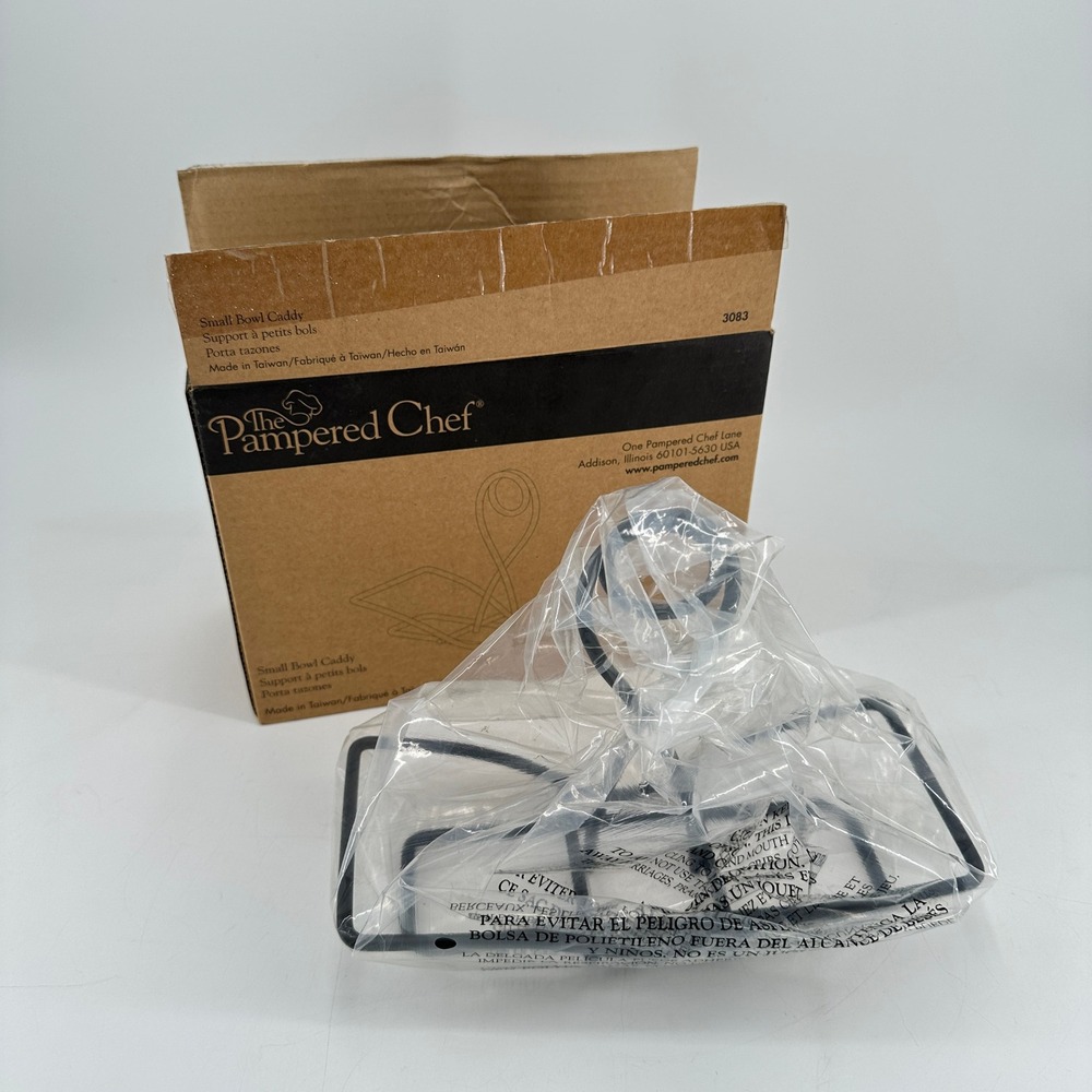 Pampered Chef Small Bowl Caddy 3083 Black Wrought Iron Serving Stand Organizer